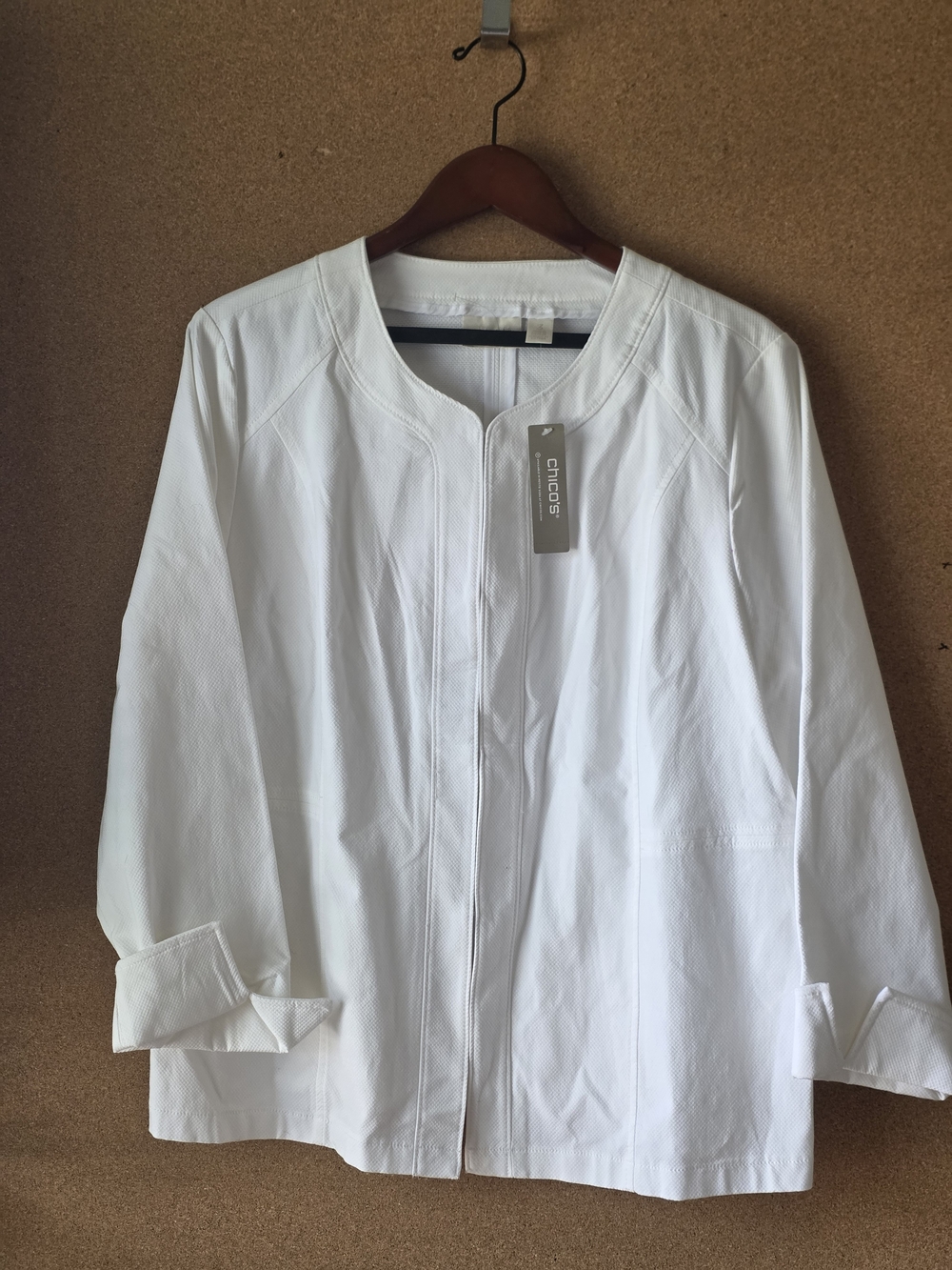 Chico's NWT Alicia Texture Jacket Alabaster Ivory White Size 3 / US 16 XL